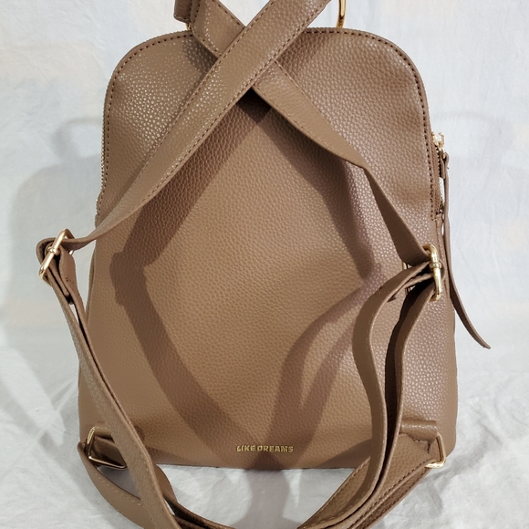 Like Dreamsfaux leather handbag / backpack taupe in color - Picture 2 of 9